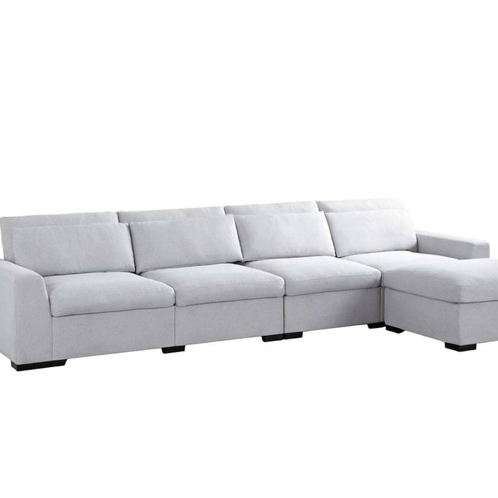 Savile Sectional Sofa With Ottoman - Light Grey