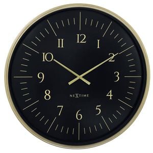 NeXtime Galaxy Large Wall Clock Black Dial 76.8x76.8x5.5cm Brushed Gold Case