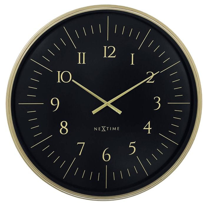 NeXtime Galaxy Large Wall Clock Black Dial 76.8x76.8x5.5cm Brushed Gold Case