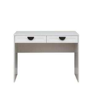 European Cabinetry White Hampton Half Moon Black Handles Odessa Desk