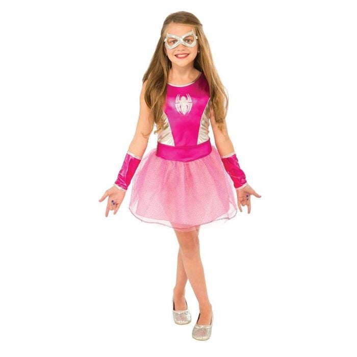 Marvel Spider-Girl Kids Halloween Costume – Official Licensed Dress with Tutu, Gauntlets &amp; Eyemask, Red Colour, Large
