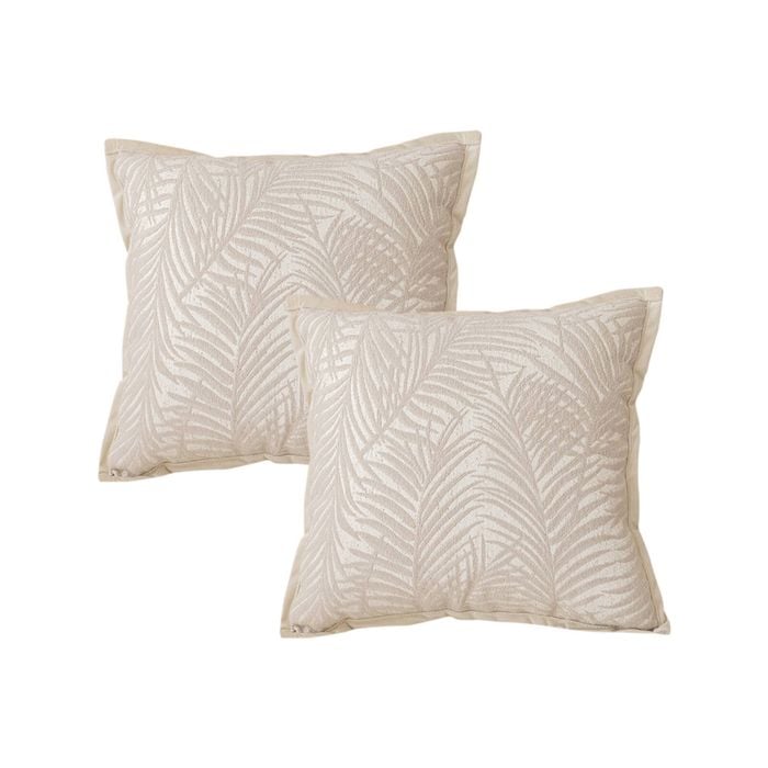 SOGA 2X 45CM Elegant Palm Leaf Jacquard Throw Pillows