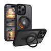 Magnetic MagSafe Phone Shockproof Case Ring Stand Cover - For Apple iPhone 14 Pro Max (Black)