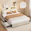Oikiture Bed Frame 4 Drawers Queen Size with LED Charging Storage Bedhead