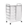 Costway 15-Drawer Storage Trolley Cart Filing Cabinet Clear