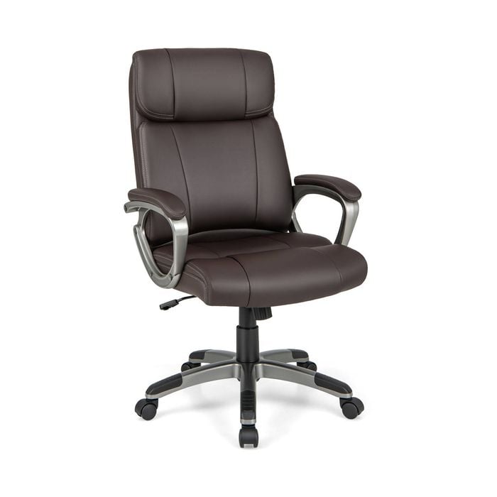 Costway Executive Office Chair Computer Desk Chair Adjustable Height W/rocking Function Brown