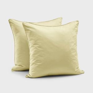 Dreamaker 400TC Premium Cotton Sateen Piped European Pillowcase Citron Twin Pack