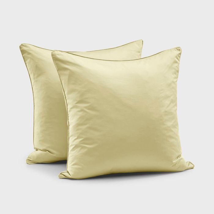 Dreamaker 400TC Premium Cotton Sateen Piped European Pillowcase Citron Twin Pack
