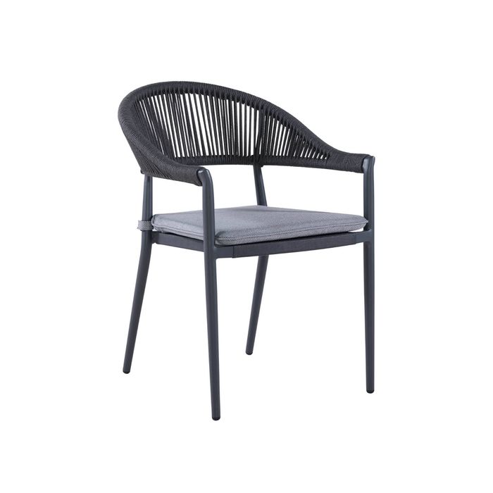 FurnitureOkay Nice Rope Outdoor Dining Chair - Charcoal