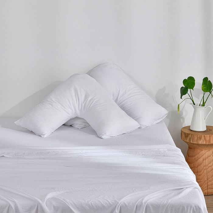 Dreamaker Superfine Washed Microfibre V-shape Pillowcase Twin Pack - White