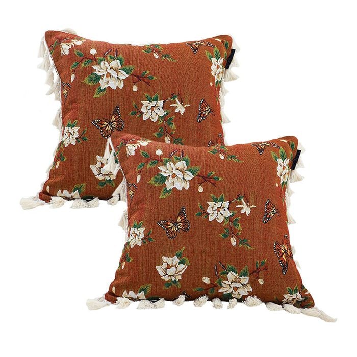 SOGA 2X 45CM French Vintage Butterfly & Flower Throw Pillows