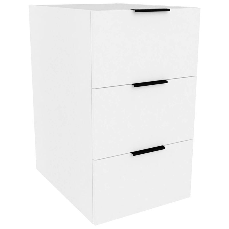 Lugna 768 x 450 x 580mm White 3 Drawer Storage Cabinet - White