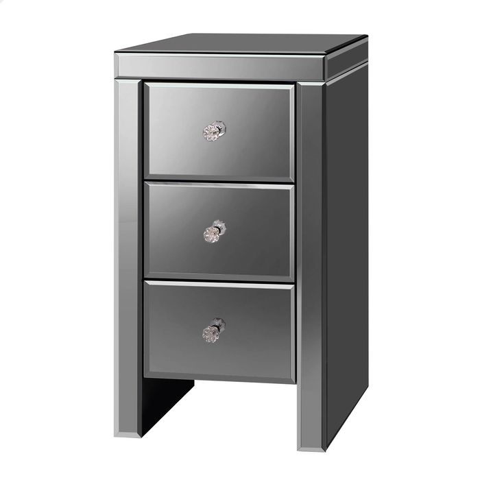 ALFORDSON Mirrored Bedside Table Grey