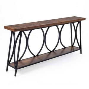 Costway 180cm Extra Long Console Table Narrow Sofa 2-tier Metal