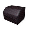 SOGA Leather Car Boot Collapsible Foldable Trunk Cargo Organizer Portable Storage Box Black/Red Stitch Medium