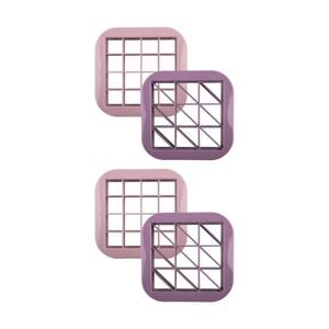 2x 2pc Melii Bite Size Sandwich Cutters Squares Triangles Set Pink/purple