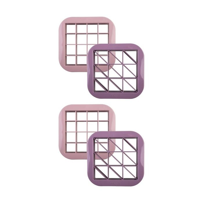 2x 2pc Melii Bite Size Sandwich Cutters Squares Triangles Set Pink/purple