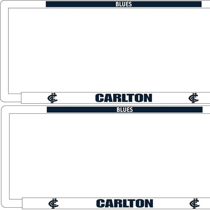 AFL Car Number Plate Frame Set Of Two - Carlton Blues - Front/Back