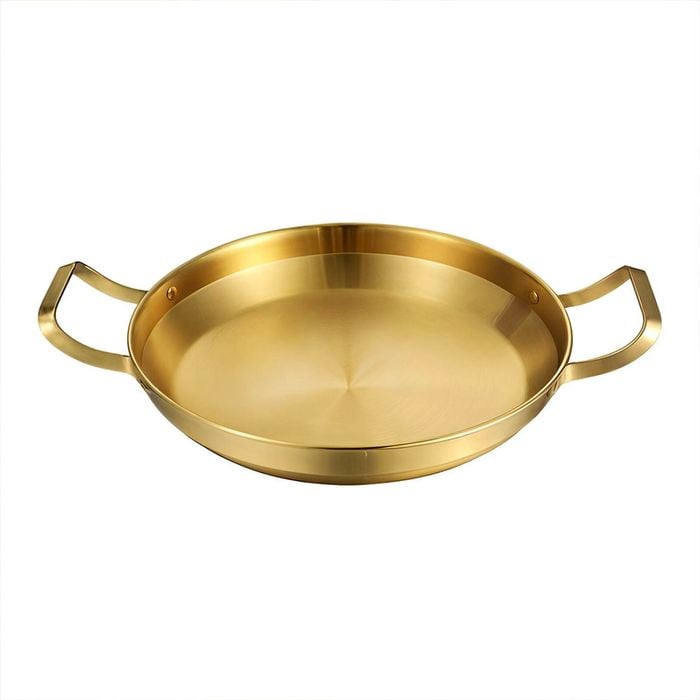 SOGA 30cm Dry Pot, Gold Plated 202 Material Stainless Steel and Kitchen Essential