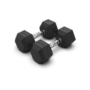 2x 12.5kg Hex Dumbbell Set Rubber Coated Hand Weights Workout Home Gym