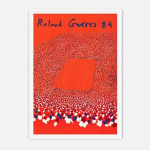 Galrie Roland Garros 1984 - Stunning Abstract Tennis Art Print for Home Decor, White Frame, 50 x 70cm (20 x 28inch)