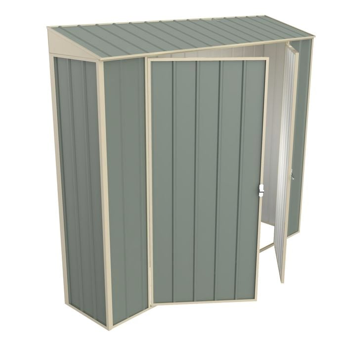 Build-a-Shed 0.4 x 2.3 x 2.0m Green Skillion Double Hinged Door Garden Locker - Green