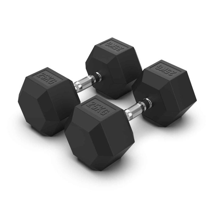 Brixx 25kg Rubber Hex Dumbbells (sold In Pairs)