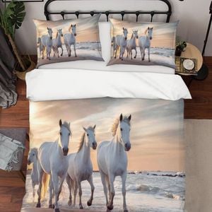 3D White Horse Quilt Cover Set Bedding Set Pillowcases SF01