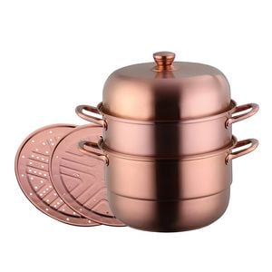 Anygleam Food Steamer Rose Gold Three Layer Thick Stainless Steel Universal Cooking For Induction Cooker Gas Stove Steam Pot