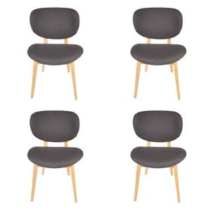 Sk Designer Living | Pack Of 4 | Nobu Dining Chair | Natural Legs - Dark Grey Fabric
