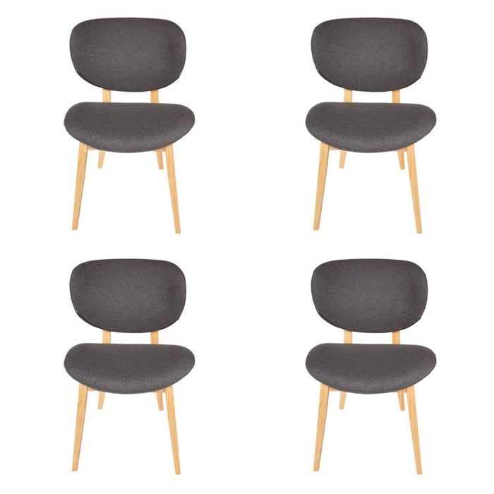Sk Designer Living | Pack Of 4 | Nobu Dining Chair | Natural Legs - Dark Grey Fabric