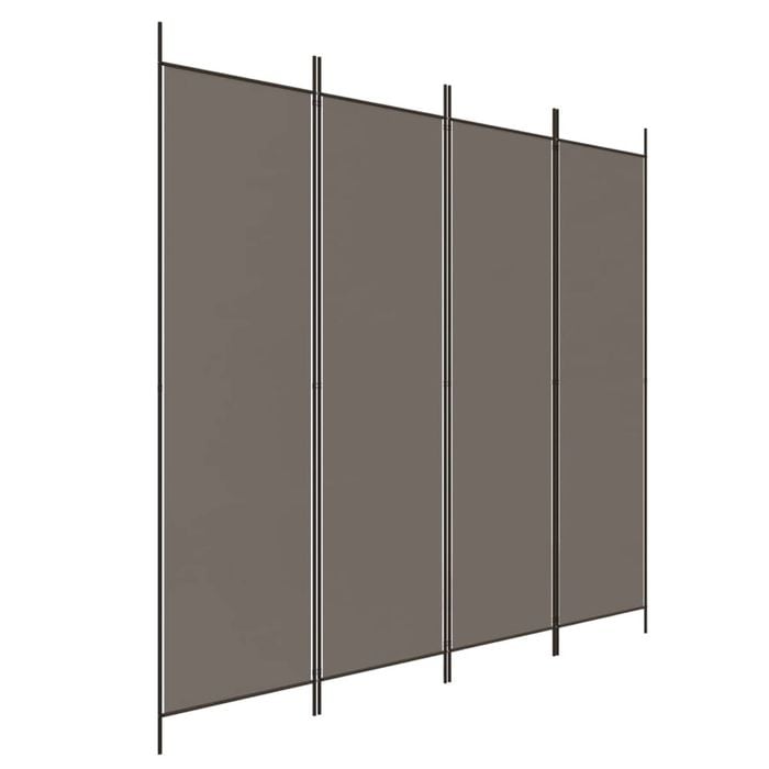 vidaXL 4-Panel Room Divider Anthracite Fabric Privacy Screen Separator Folding