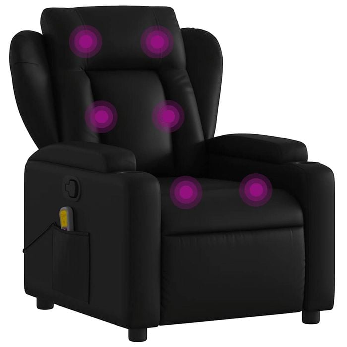 vidaXL Massage Recliner Chair Reclining Chair Single Sofa Black Faux Leather