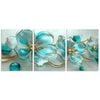 3pcs Turquoise Glass Flowers Print 100% Australian Made 3 x 40x60cm (Metal Print)