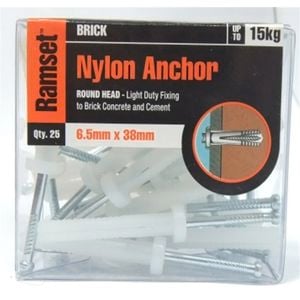 Ramset Nylon Anchor Round Head 5x25mm 25pk