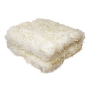 Camille Gold Cream Faux Fur Throw Rug 127 X 152 Cm