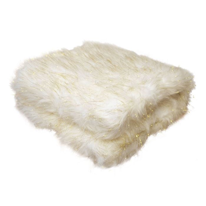 Camille Gold Cream Faux Fur Throw Rug 127 X 152 Cm