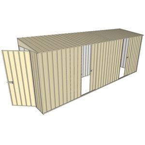 Build-A-Shed 1.2 x 5.2 x 2.0m Skillion Dual Single Sliding Side Doors Shed - Cream