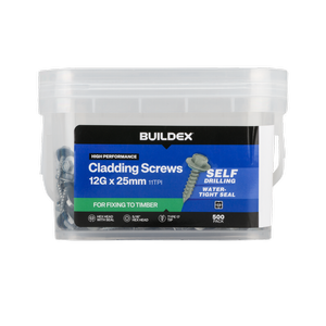 Buildex 12G x 25mm Class 3 Cladding Screws with Seal - 500 Pack