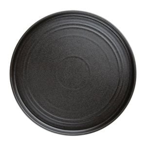 Olympia Flat Round Plate Cavolo Textured Black 270mm 4 Pack