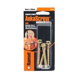 Ramset 6 x 50mm Zinc AnkaScrew Masonry Anchor - 4 Pack