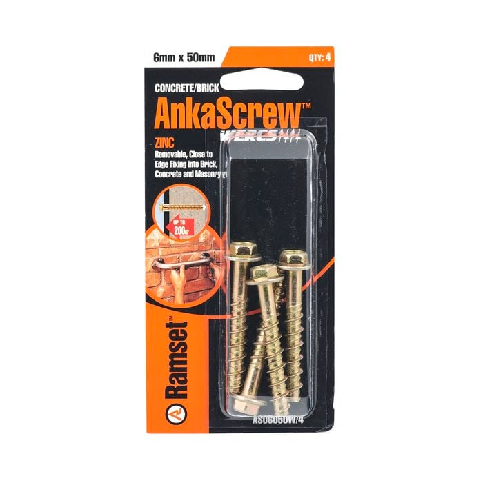 Ramset 6 x 50mm Zinc AnkaScrew Masonry Anchor - 4 Pack