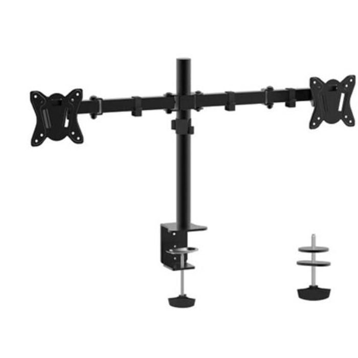 Shintaro Dual Monitor Mount for 10''-27'' Screen, Articulated Arms, F-Clamp & Bo