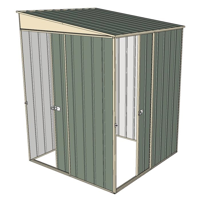 Build-a-Shed 1.5 x 1.5 x 2m Green Single Sliding Door Skillion Shed With Single Sliding Side Door
