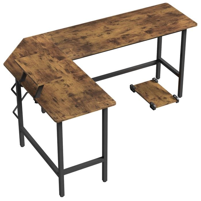 Advwin L-shaped Corner Desk With Laptop Stand Workstation Home Work Computer Desk Office Table