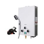 Thermomate Portable Gas Outdoor Camping Hot Water Heater System, with 12V Pump, Shower Head, White