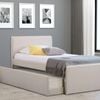 Istyle Selina King Single Trundle Storage Bed Frame Fabric White Oak Beige