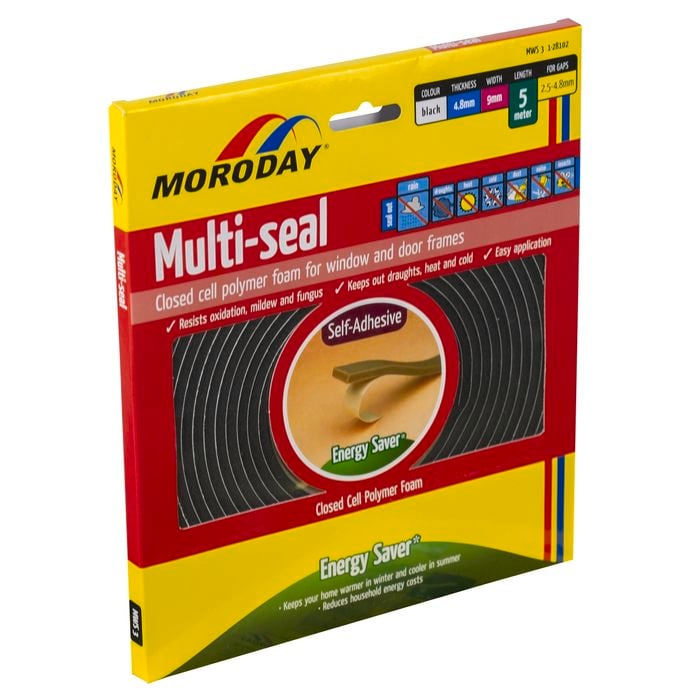 Moroday 4.8 x 9mm x 5m Black MWS3 Self-Adhesive Multi Seal