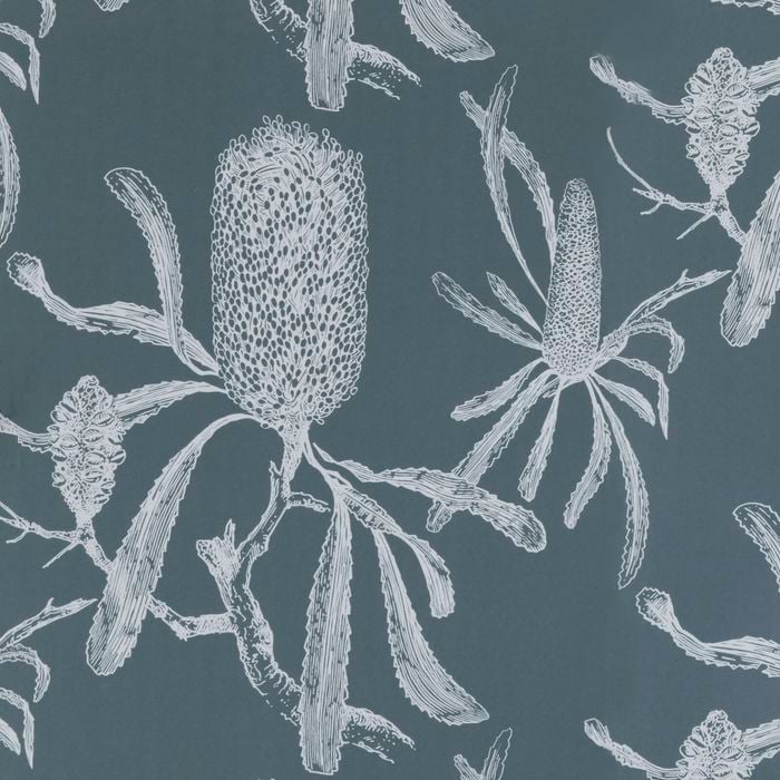 Porter's Paints 61.5cm x 10m Roll Smokey Blue Banksia Wallpaper - 61.5cm x 10m