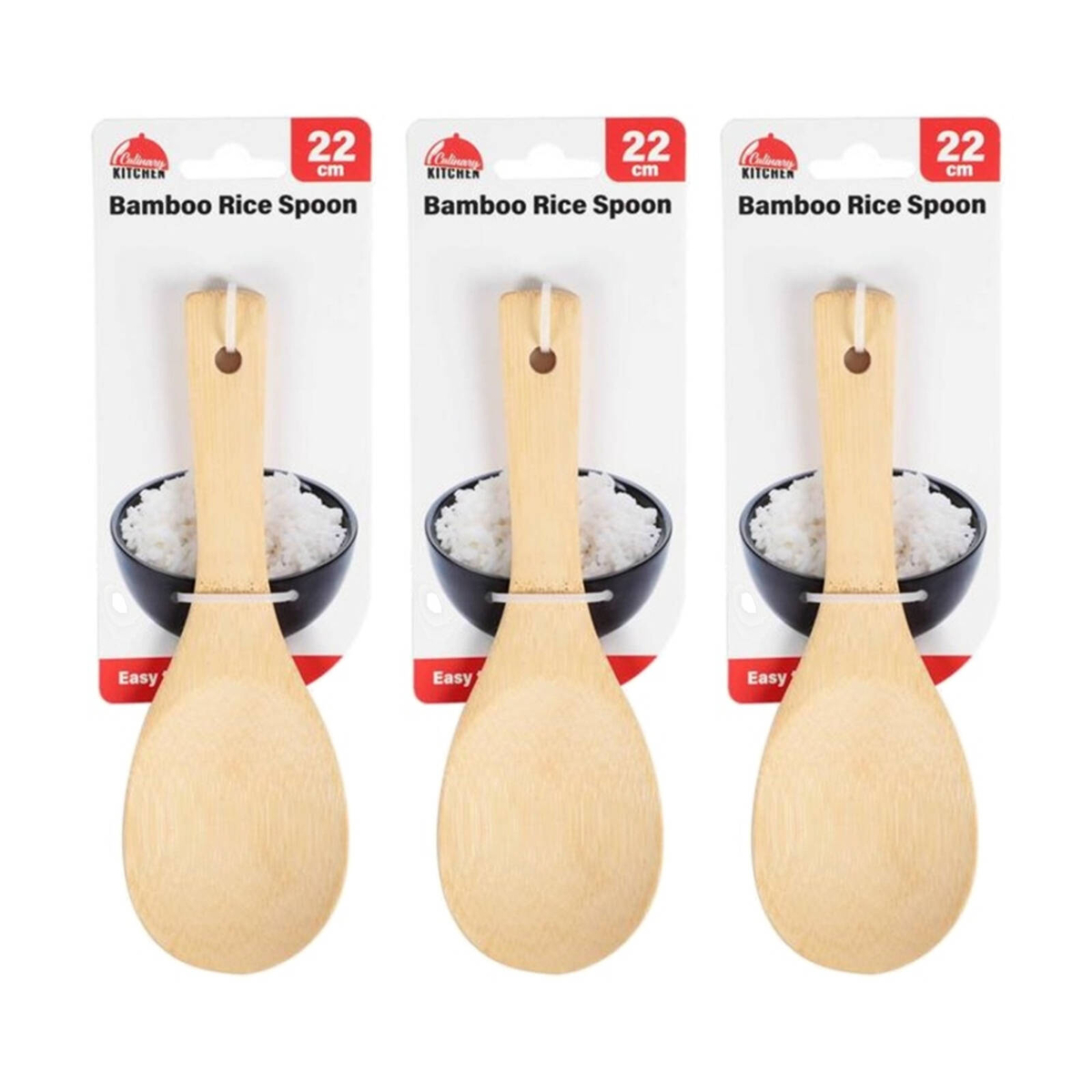 3PK Culinary Kitchen Bamboo Rice Paddle Serving Spoon W/ Hanging Hole ...
